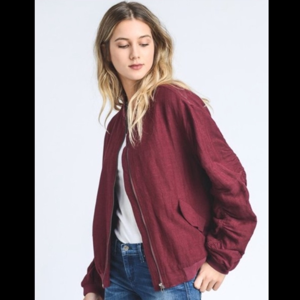 ❣️Chic & Soft Bomber Jacket in Wine (dark red) - Picture 6 of 6